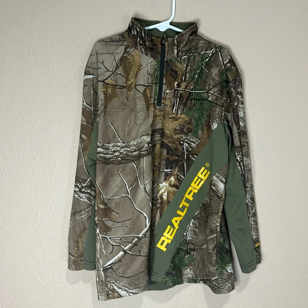 REALTREE Boys’ Camo Quarter-Zip ScentFactor L/S Pullover, Size M (8)